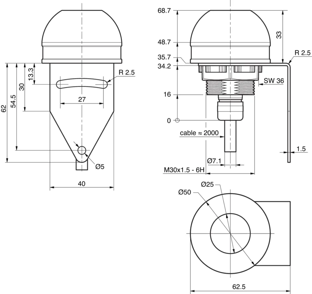 Signaallamp SBP-FK-R50D-1TPNS-2M Di-Soric