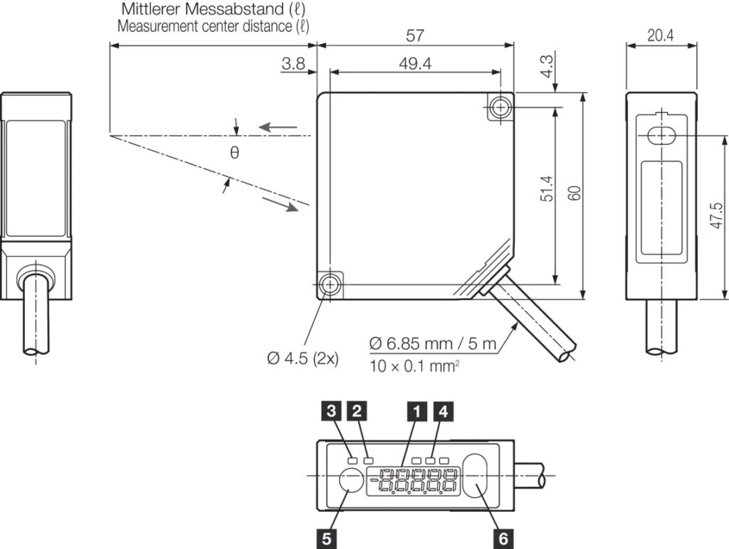 Optical distance lasersensor LAT 61 K 120/120 IUPN Di-Soric