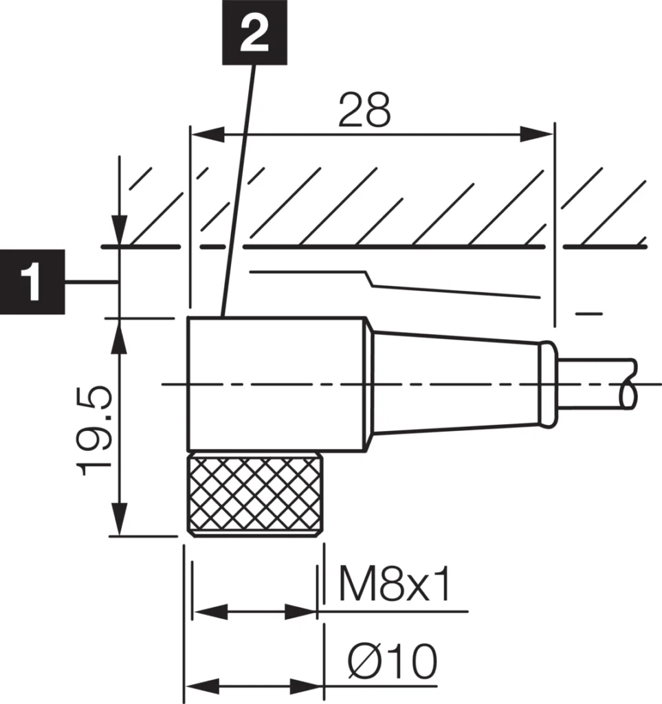 Aansluitkabel, TKHM-W-10, 10.000 mm, PUR, M8, 3-polig